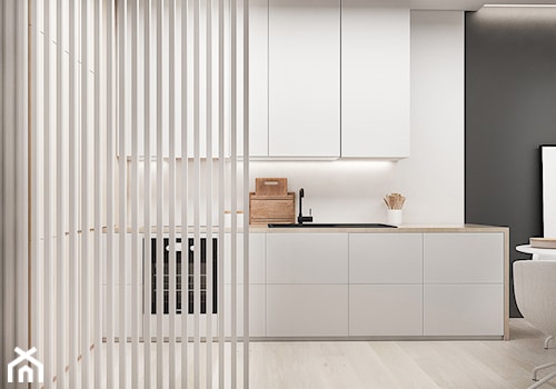 Mieszkanie Katowice I - Średnia biała czarna jadalnia w kuchni, styl nowoczesny - zdjęcie od FOORMA Pracownia Architektury Wnętrz