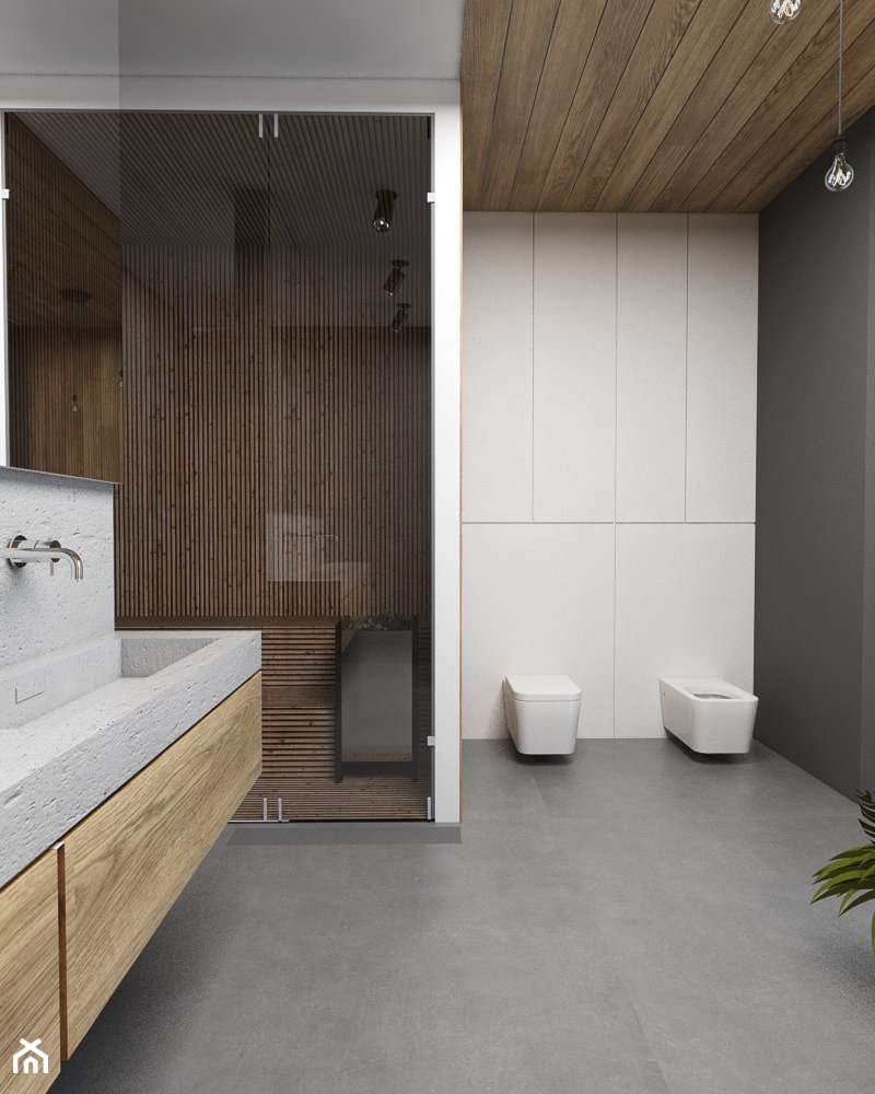 Salon łazienkowy - Średnia na poddaszu bez okna łazienka, styl minimalistyczny - zdjęcie od FOORMA Pracownia Architektury Wnętrz - Homebook