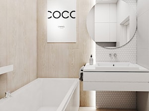 Dom Tychy - Mała bez okna z lustrem łazienka, styl skandynawski - zdjęcie od FOORMA Pracownia Architektury Wnętrz