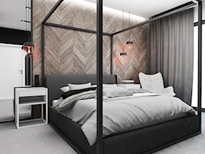 Dom Tychy III - Średnia biała czarna sypialnia, styl industrialny - zdjęcie od FOORMA Pracownia Architektury Wnętrz
