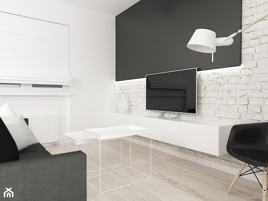 Mieszkanie dla młodych. - Mały biały salon, styl skandynawski - zdjęcie od FOORMA Pracownia Architektury Wnętrz