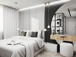 Mieszkanie Dąbrowa Górnicza - Mała czarna szara sypialnia, styl nowoczesny - zdjęcie od FOORMA Pracownia Architektury Wnętrz