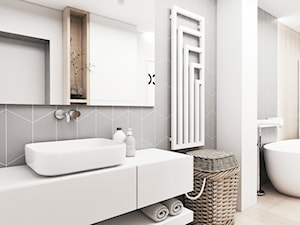 Mieszkanie Tychy - Duża bez okna z lustrem z punktowym oświetleniem łazienka, styl skandynawski - zdjęcie od FOORMA Pracownia Architektury Wnętrz