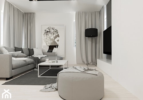 Eleganckie mieszkanie - Średni biały szary salon, styl nowoczesny - zdjęcie od FOORMA Pracownia Architektury Wnętrz