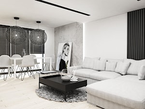Mieszkanie Jaworzno - Mały szary salon z jadalnią, styl nowoczesny - zdjęcie od FOORMA Pracownia Architektury Wnętrz