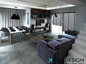 Dom 142 m2 - Średni duży szary salon z jadalnią, styl nowoczesny - zdjęcie od Studio 4 Design