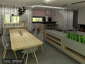 Dom Tychy - Średnia beżowa jadalnia w salonie w kuchni, styl nowoczesny - zdjęcie od Studio 4 Design