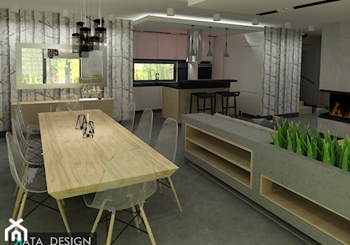 Dom Tychy - Średnia beżowa jadalnia w salonie w kuchni, styl nowoczesny - zdjęcie od Studio 4 Design