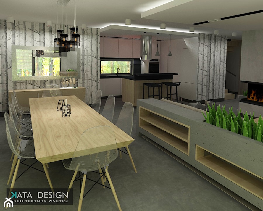 Dom Tychy - Średnia beżowa jadalnia w salonie w kuchni, styl nowoczesny - zdjęcie od Studio 4 Design