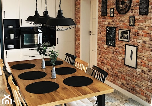Dom w Krakowie 98 m2 - Średnia beżowa jadalnia w kuchni, styl rustykalny - zdjęcie od Studio 4 Design