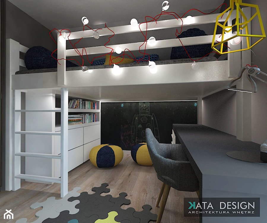 Dom Tychy - Średni czarny szary pokój dziecka dla dziecka dla chłopca, styl nowoczesny - zdjęcie od Studio 4 Design