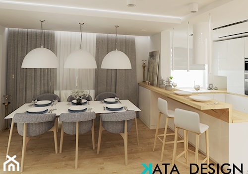 Średnia biała jadalnia w kuchni, styl nowoczesny - zdjęcie od Studio 4 Design