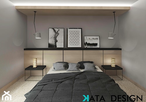 Dom 142 m2 - Mała szara sypialnia, styl minimalistyczny - zdjęcie od Studio 4 Design