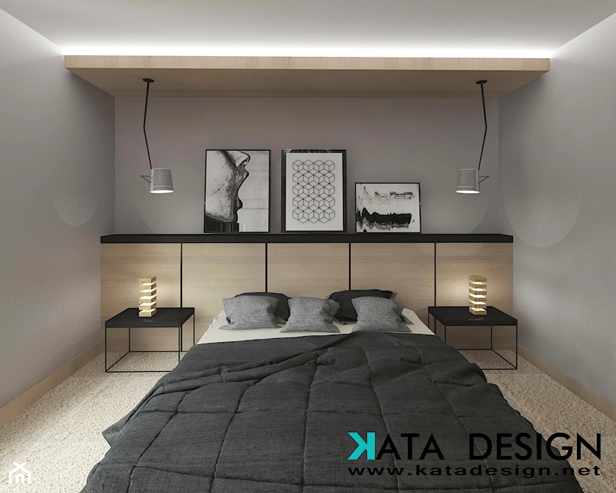 Dom 142 m2 - Mała szara sypialnia, styl minimalistyczny - zdjęcie od Studio 4 Design