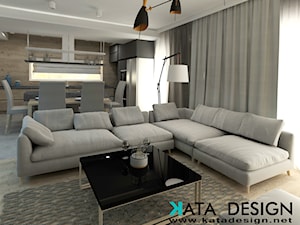 Dom 123 m2 - Duży salon z kuchnią z jadalnią, styl minimalistyczny - zdjęcie od Studio 4 Design