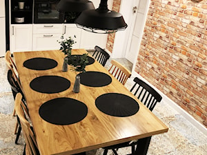 Dom w Krakowie 98 m2 - Duża beżowa jadalnia w kuchni, styl rustykalny - zdjęcie od Studio 4 Design