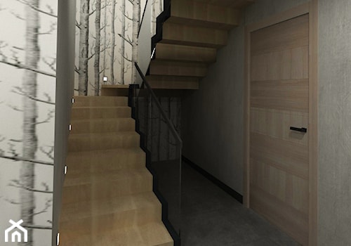 Dom Tychy - Schody dwubiegowe drewniane, styl nowoczesny - zdjęcie od Studio 4 Design