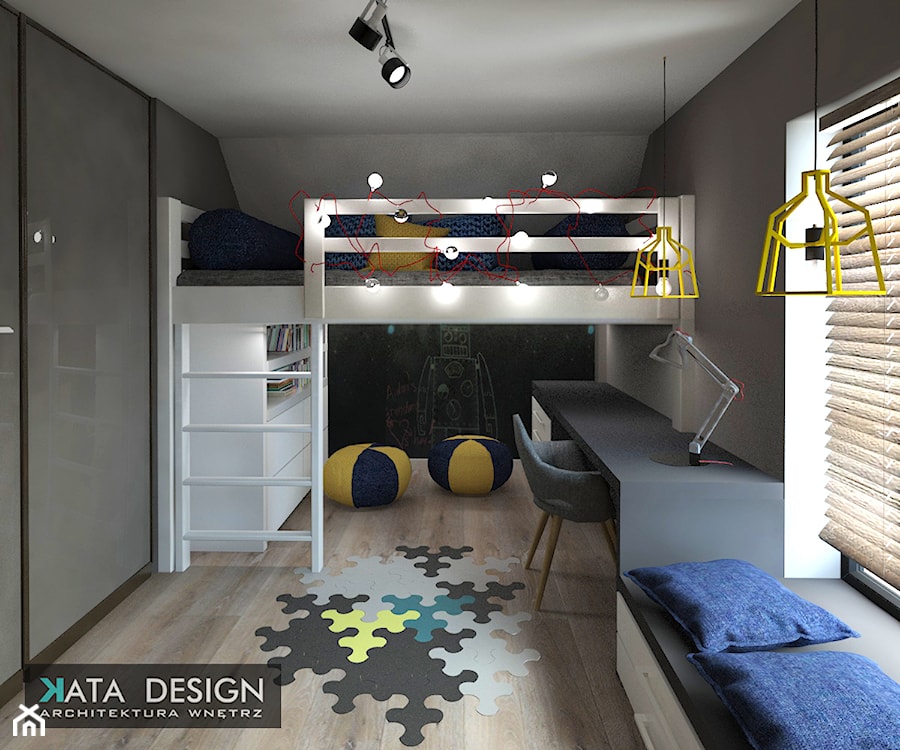Dom Tychy - Średni szary pokój dziecka dla dziecka dla nastolatka dla chłopca, styl nowoczesny - zdjęcie od Studio 4 Design