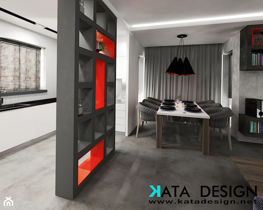 Dom 142 m2 - Średnia biała szara jadalnia jako osobne pomieszczenie, styl nowoczesny - zdjęcie od Studio 4 Design