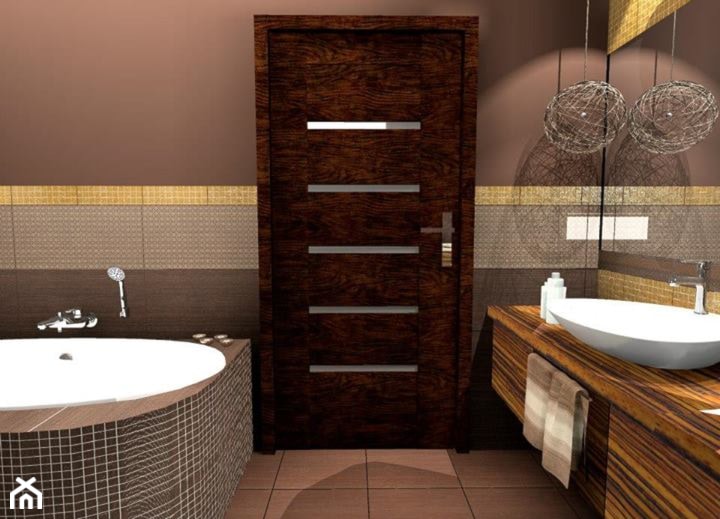 brązowo-złota łazienka - Łazienka, styl glamour - zdjęcie od Pracownia Aranżacji Wnętrz "O-Kreślarnia"