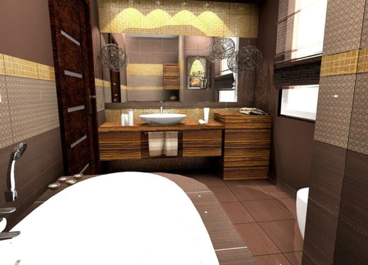 brązowo-złota łazienka - Łazienka, styl glamour - zdjęcie od Pracownia Aranżacji Wnętrz "O-Kreślarnia"