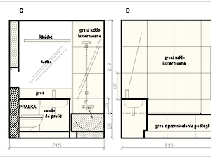 Projekt łazienki-rozwinięcie poszczególnych ścian. - zdjęcie od GNASS-Projekty i Realizacje Wnętrz