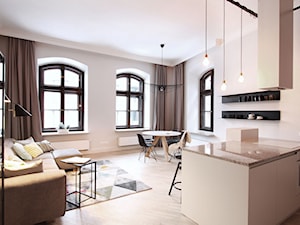 Koneser - Średni biały salon z kuchnią z jadalnią, styl nowoczesny - zdjęcie od Soma Architekci