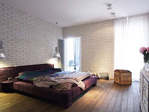 Średnia biała sypialnia z balkonem / tarasem, styl nowoczesny - zdjęcie od Soma Architekci
