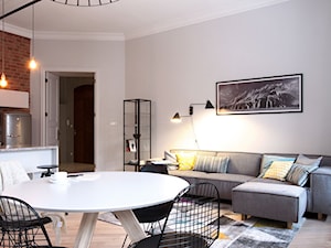 Koneser - Średni biały salon z jadalnią, styl nowoczesny - zdjęcie od Soma Architekci