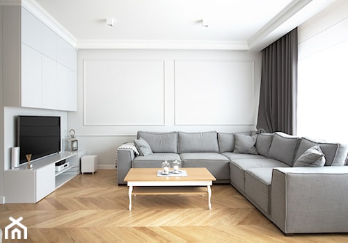 Apartament Mokotów - Mały biały salon, styl nowoczesny - zdjęcie od Soma Architekci