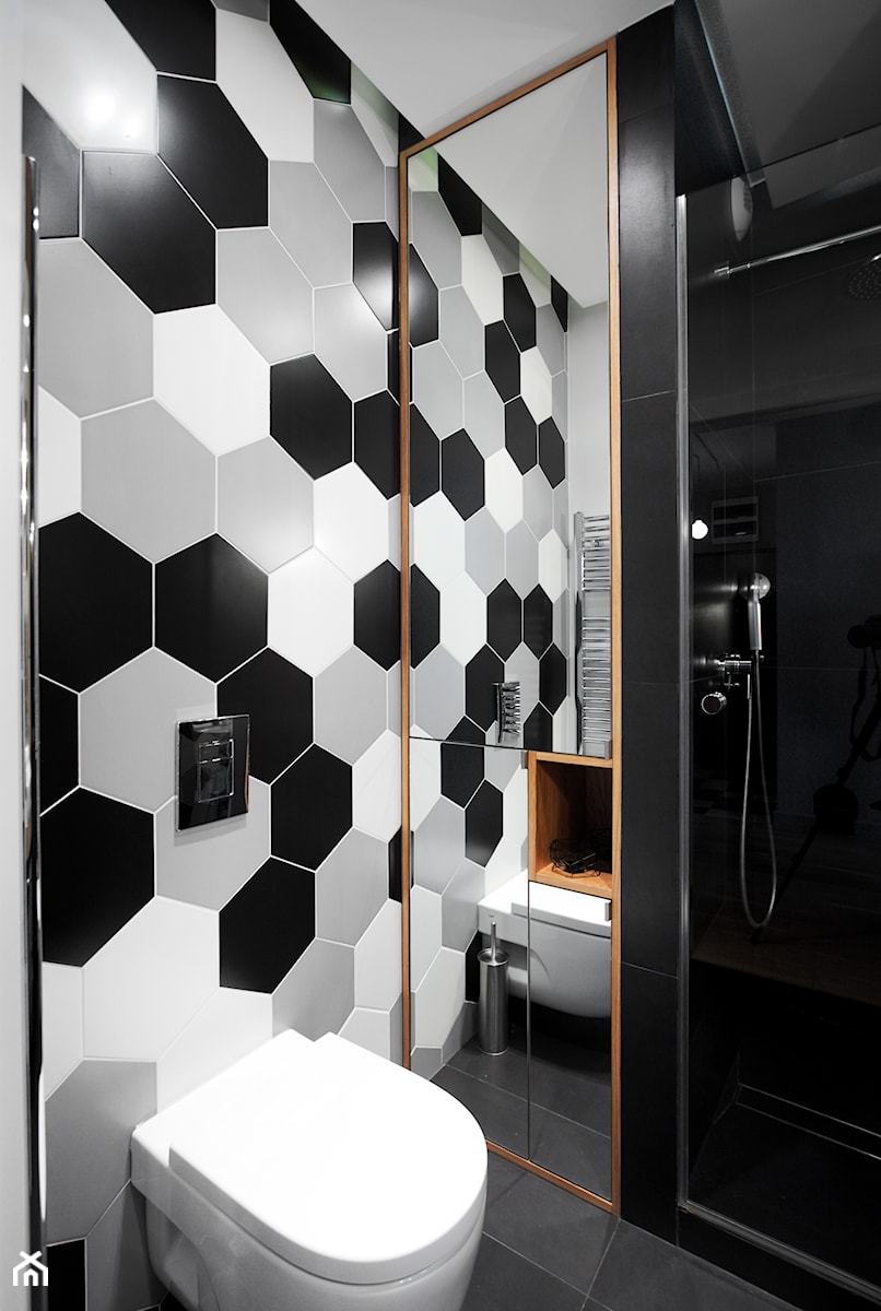 Wola - Mała bez okna z lustrem łazienka, styl nowoczesny - zdjęcie od Soma Architekci