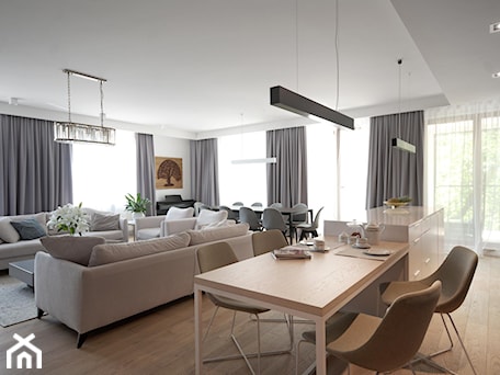 Aranżacje wnętrz - Salon: Apartament na Wilanowie. - Duży szary salon z jadalnią, styl nowoczesny - Soma Architekci. Przeglądaj, dodawaj i zapisuj najlepsze zdjęcia, pomysły i inspiracje designerskie. W bazie mamy już prawie milion fotografii!