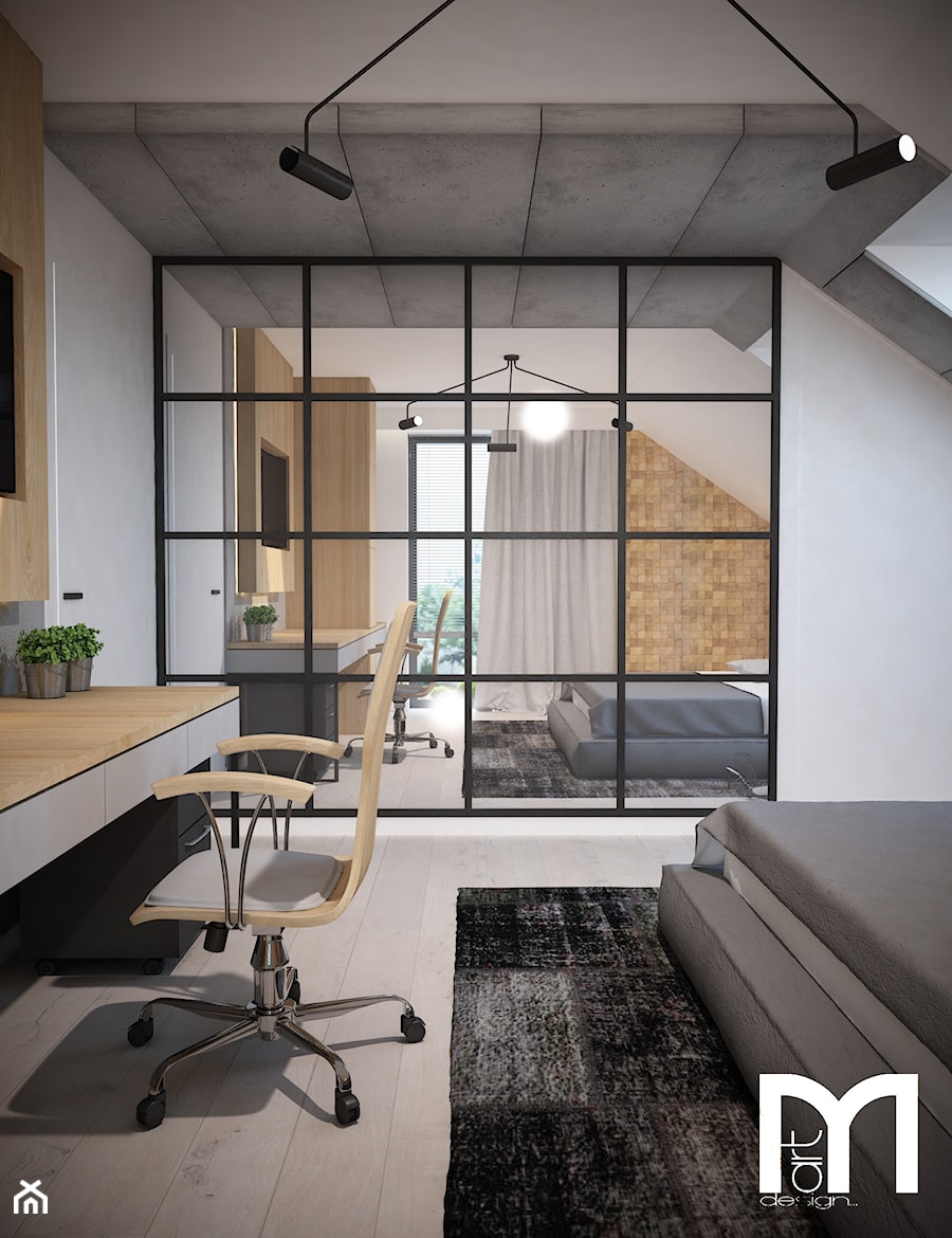 Sypialnia styl industrialny i nowoczesny - Sypialnia, styl industrialny - zdjęcie od Mart-Design Architektura Wnętrz