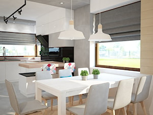Projekt domu jednorodzinnego z pastelowymi kolorami - Średnia biała jadalnia w kuchni, styl nowoczesny - zdjęcie od Mart-Design Architektura Wnętrz
