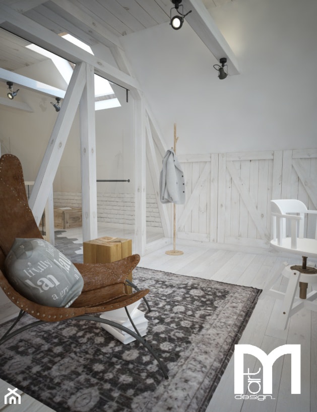 Poddasze styl skandynawski - Duże białe biuro, styl skandynawski - zdjęcie od Mart-Design Architektura Wnętrz