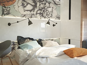 Projekt domu jednorodzinnego z pastelowymi kolorami - Średnia biała z biurkiem z panelami tapicerowanymi sypialnia, styl nowoczesny - zdjęcie od Mart-Design Architektura Wnętrz