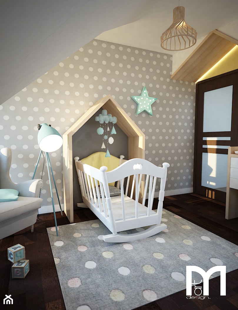 Projekt pokoju niemowlaka - Średni biały szary pokój dziecka dla niemowlaka dla chłopca, styl nowoczesny - zdjęcie od Mart-Design Architektura Wnętrz - Homebook