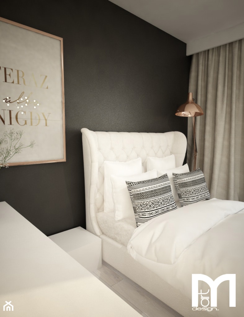 Mieszkanie we Wrocławiu, styl skandynawski - Średnia czarna sypialnia, styl glamour - zdjęcie od Mart-Design Architektura Wnętrz