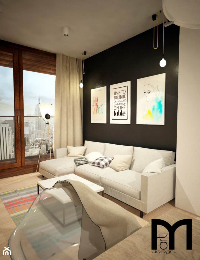 Projekt mieszkania 60m² - Salon, styl nowoczesny - zdjęcie od Mart-Design Architektura Wnętrz