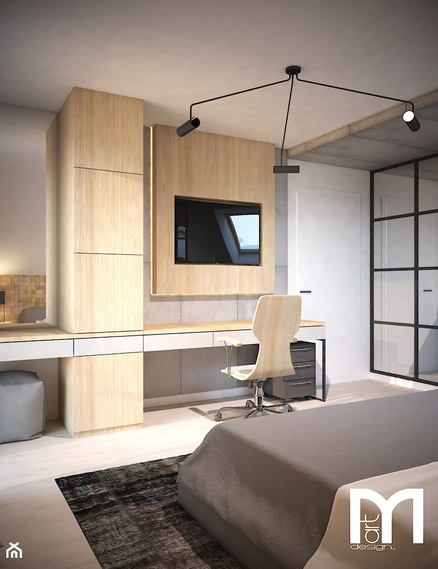 Sypialnia styl industrialny i nowoczesny - Biuro, styl nowoczesny - zdjęcie od Mart-Design Architektura Wnętrz