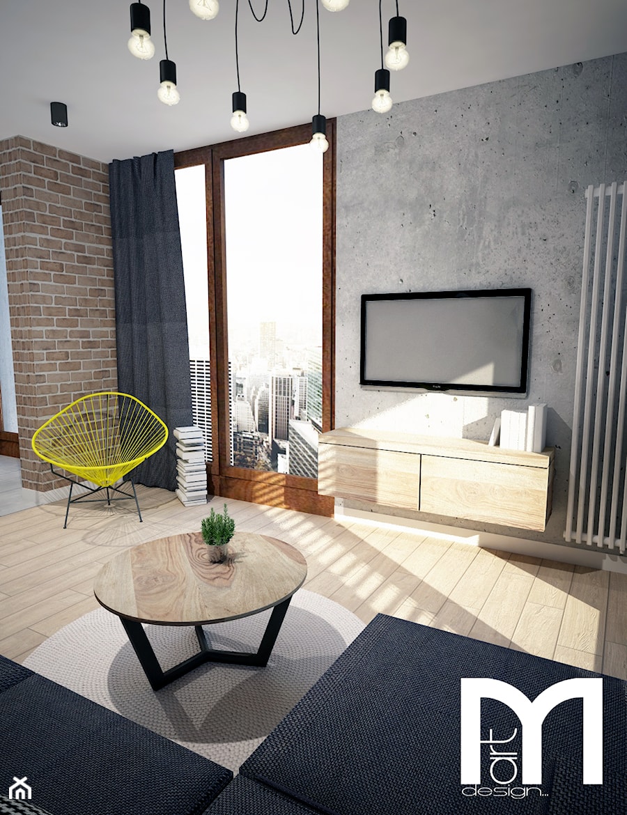 Projekt mieszkania w Warszawie - Salon, styl industrialny - zdjęcie od Mart-Design Architektura Wnętrz