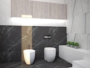 Nowoczesna łazienka z betonowymi panelami 3D - Średnia z marmurową podłogą łazienka, styl nowoczesny - zdjęcie od Mart-Design Architektura Wnętrz