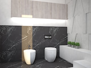 Nowoczesna łazienka z betonowymi panelami 3D