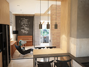 Dom w Brodnicy - Mała beżowa szara jadalnia w kuchni, styl nowoczesny - zdjęcie od Mart-Design Architektura Wnętrz