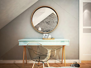 Projekt sypialni na poddaszu - Mała średnia szara sypialnia na poddaszu, styl skandynawski - zdjęcie od Mart-Design Architektura Wnętrz