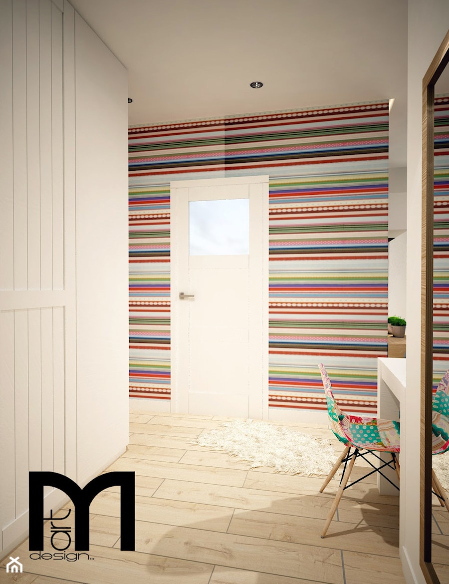 Kolorowe mieszkanie w bloku - Hol / przedpokój, styl skandynawski - zdjęcie od Mart-Design Architektura Wnętrz