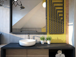 Projekt łazienki z mocnym akcentem kolorystycznym - Średnia na poddaszu z punktowym oświetleniem łazienka, styl nowoczesny - zdjęcie od Mart-Design Architektura Wnętrz