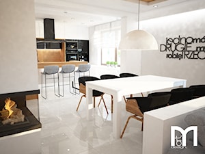 Dom jednorodzinny okolice Ostrołęki - Duża biała jadalnia w salonie, styl nowoczesny - zdjęcie od Mart-Design Architektura Wnętrz