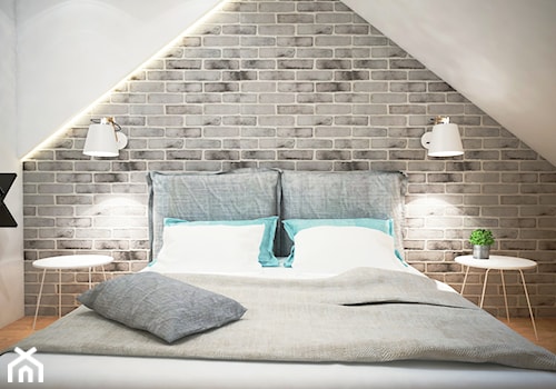 Projekt sypialni na poddaszu - Mała sypialnia na poddaszu, styl skandynawski - zdjęcie od Mart-Design Architektura Wnętrz