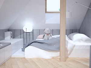 Nowoczesny pokój dla dziewczynki - Średnia biała szara sypialnia na poddaszu, styl nowoczesny - zdjęcie od Mart-Design Architektura Wnętrz